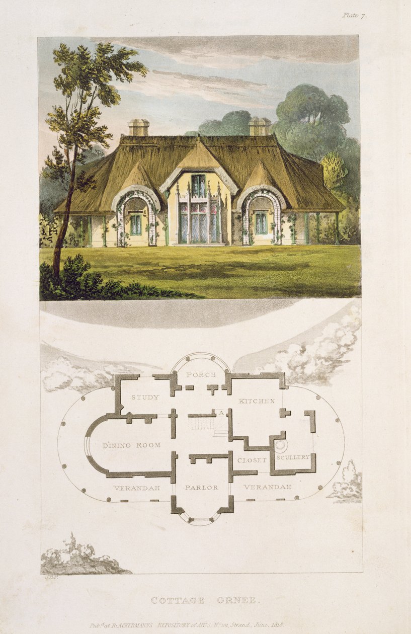 装饰小屋，来自阿克曼的&39;艺术品库&39;，1818年 作者 约翰·布纳罗蒂·帕普沃思