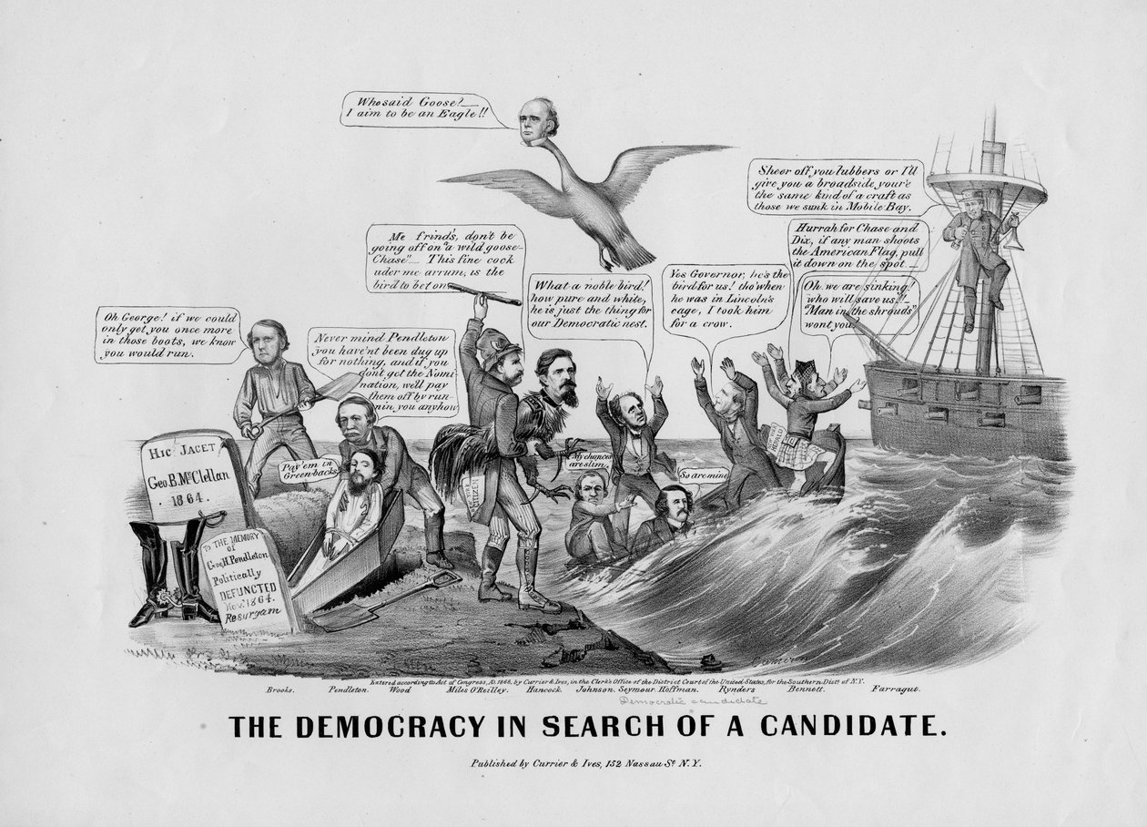 民主寻找候选人，由Currier und Ives出版，纽约，1868年 作者 约翰·卡梅伦