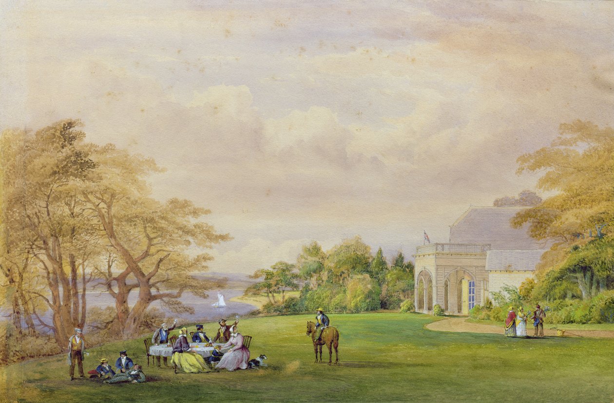 1858年，Bournehill的&39;Cottage&39;集团 作者 约翰·克里斯蒂安·史凯基