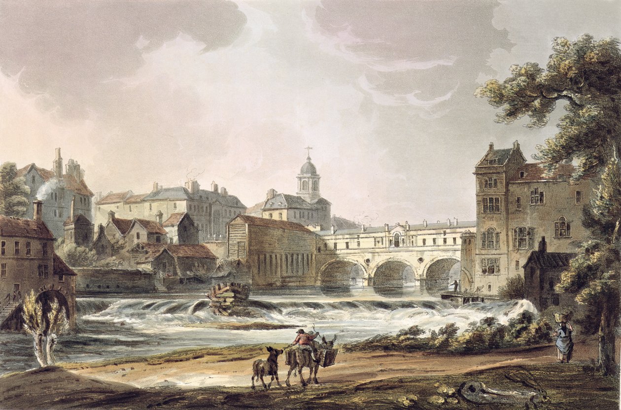 新桥，由&39;一系列景观说明的巴斯&39;，由John Hill（1770-1850）酒吧刻。威廉米勒，1804年（aquatint） 作者 约翰·克劳德·纳特斯