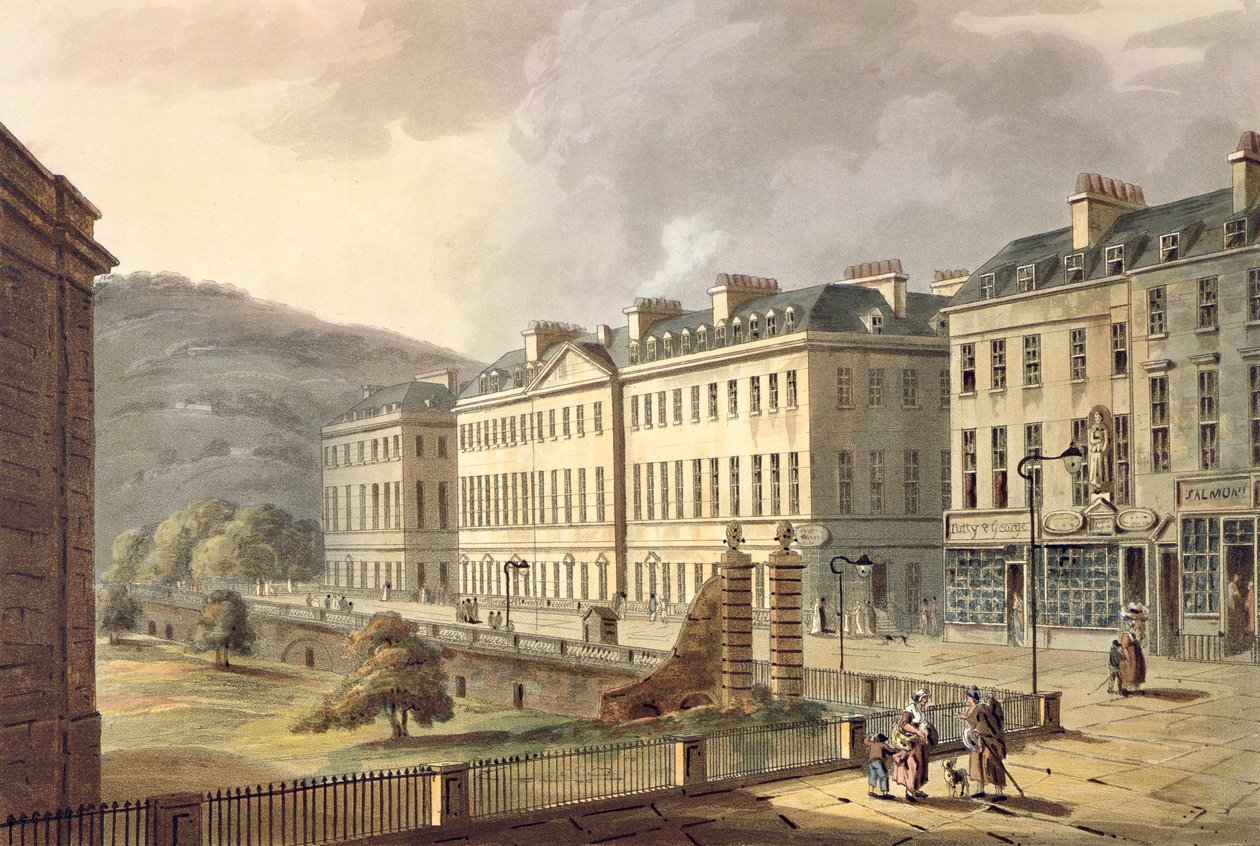 North Parade，由&39;一系列景观说明的浴室&39;，由John Hill（1770-1850）酒吧刻。威廉米勒，1804年（aquatint） 作者 约翰·克劳德·纳特斯
