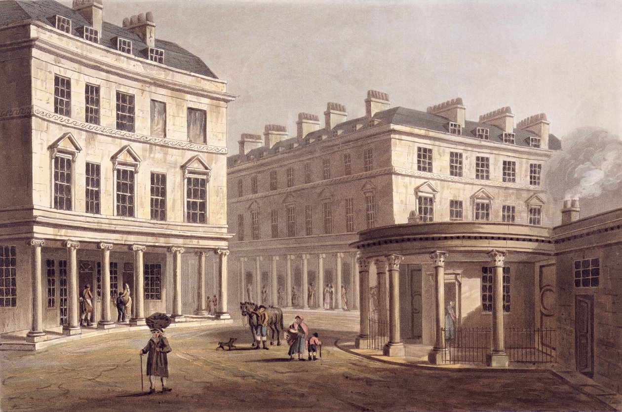 享有巴斯街（Bath Bath）的景致，享有&39;巴斯画廊的一系列景观&39;，由John Hill（1770-1850）酒吧雕刻而成。威廉米勒，1804年（aquatint） 作者 约翰·克劳德·纳特斯