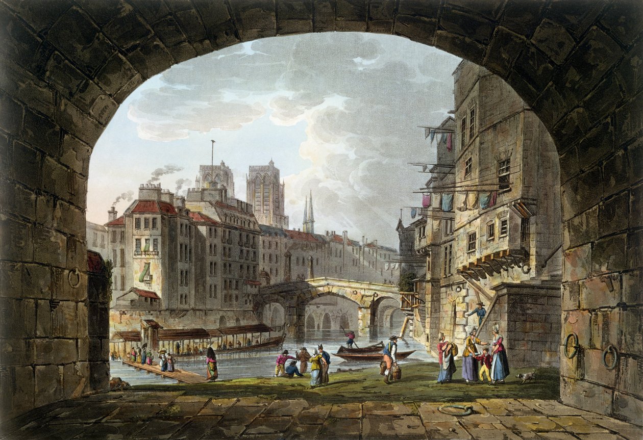 Pont du Chatelet和Notre-Dame大教堂的看法，1810年 作者 约翰·克劳德·纳特斯