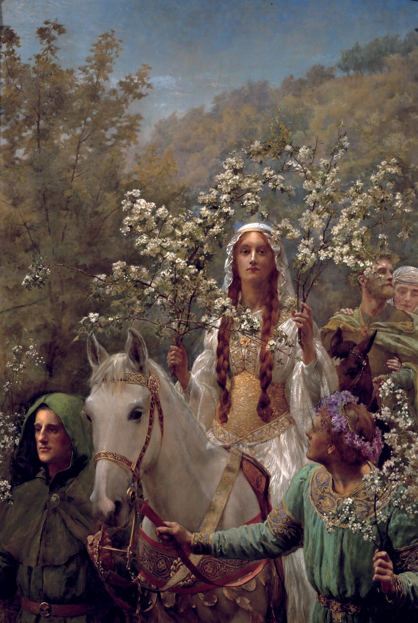 女王Guinevere的Maying，c.1897 作者 约翰·科利尔