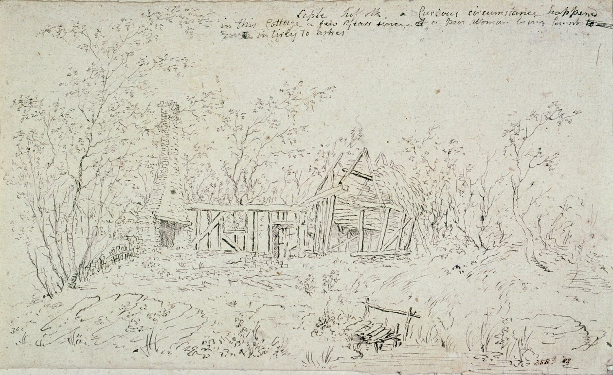 一个破败的小屋在卡佩尔，萨福克，1796年 作者 约翰·康斯特勃