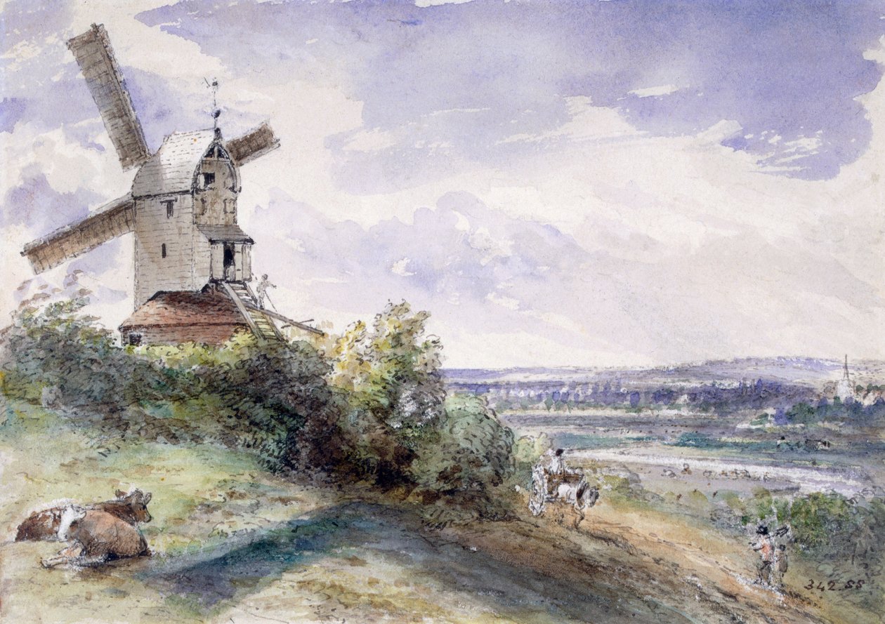 一辆风车在斯托克由Nayland，在Ipswich附近，萨福克，1814年 作者 约翰·康斯特勃