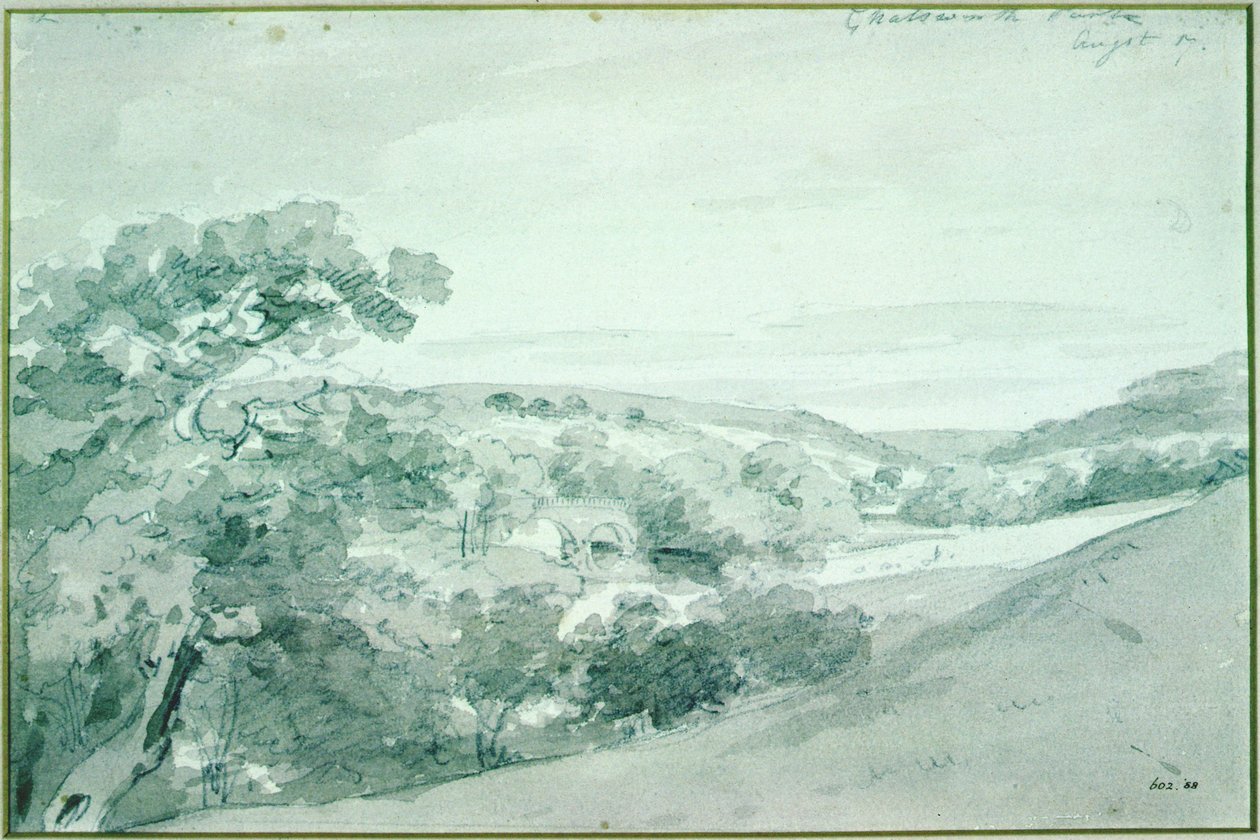 查茨沃斯公园，1801年（铅笔和棕褐色洗） 作者 约翰·康斯特勃