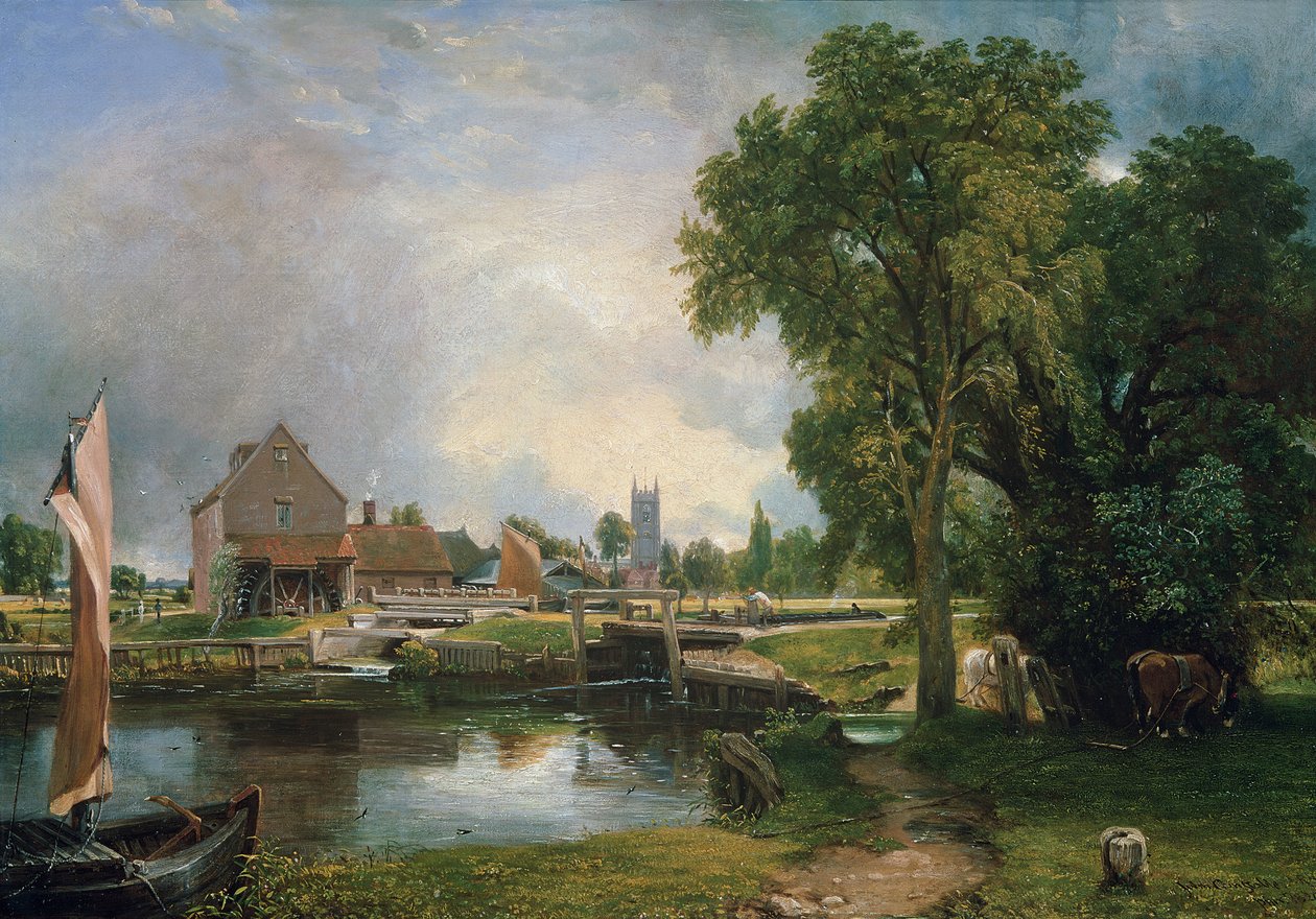 Dedham Lock and Mill，1820年 作者 约翰·康斯特勃