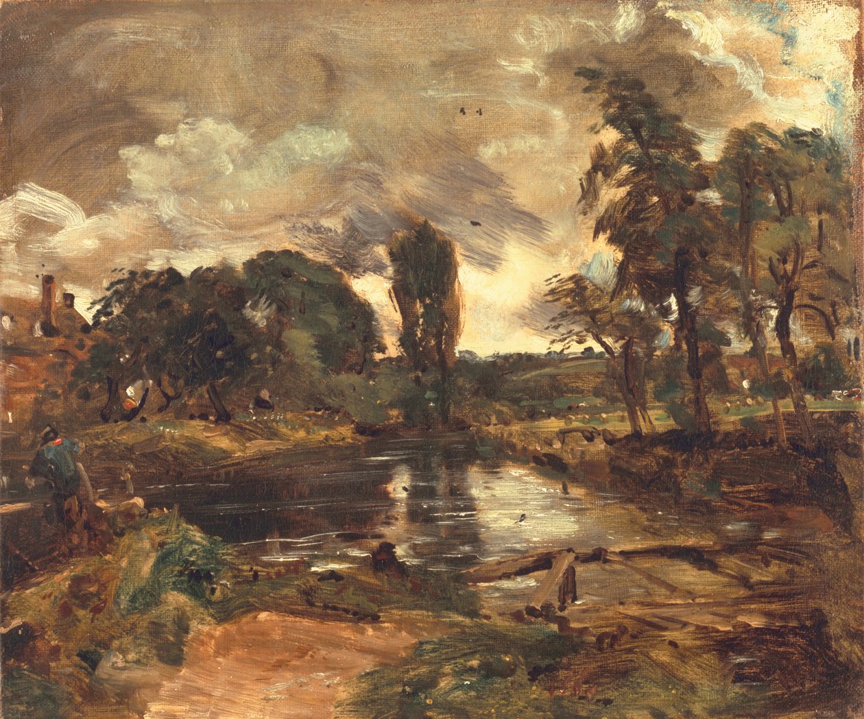 来自Lock的Flatford Mill，c.1811 作者 约翰·康斯特勃