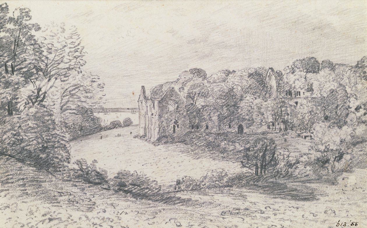 Netley Abbey，1888年（绘图） 作者 约翰·康斯特勃
