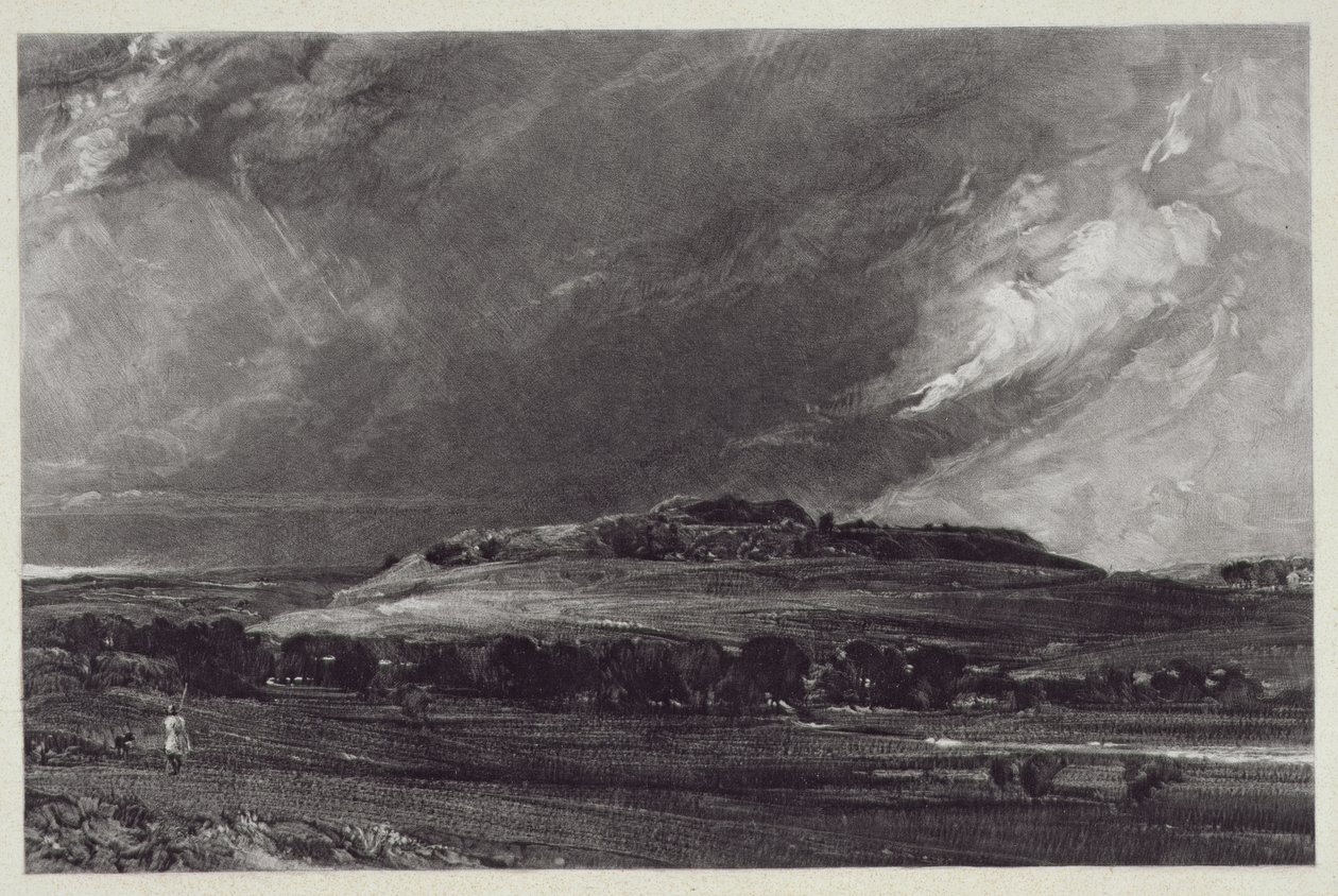 Old Sarum，由大卫卢卡斯（1802-81）刻，1833年（mezzotint雕刻） 作者 约翰·康斯特勃