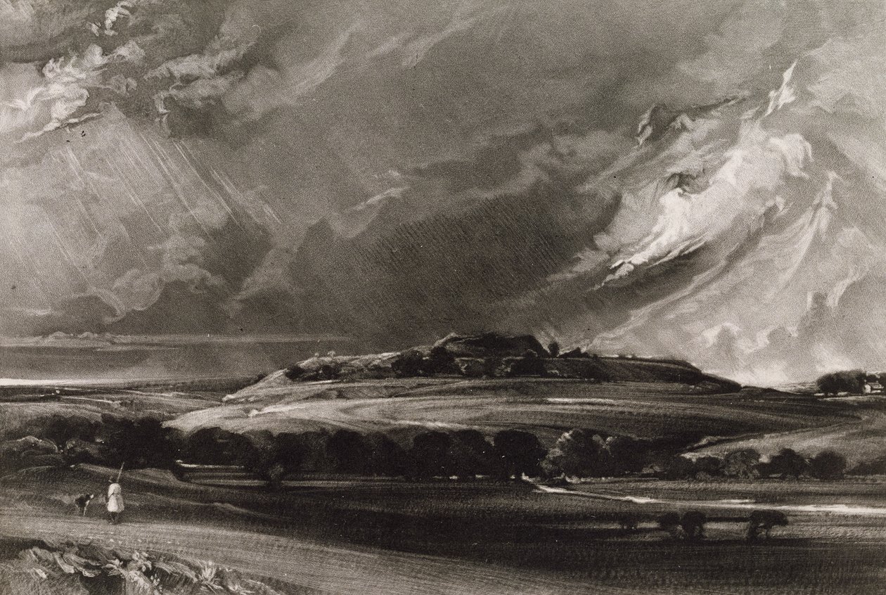 Old Sarum，由David Lucas（1802-81）c.1829（mezzotint）刻 作者 约翰·康斯特勃