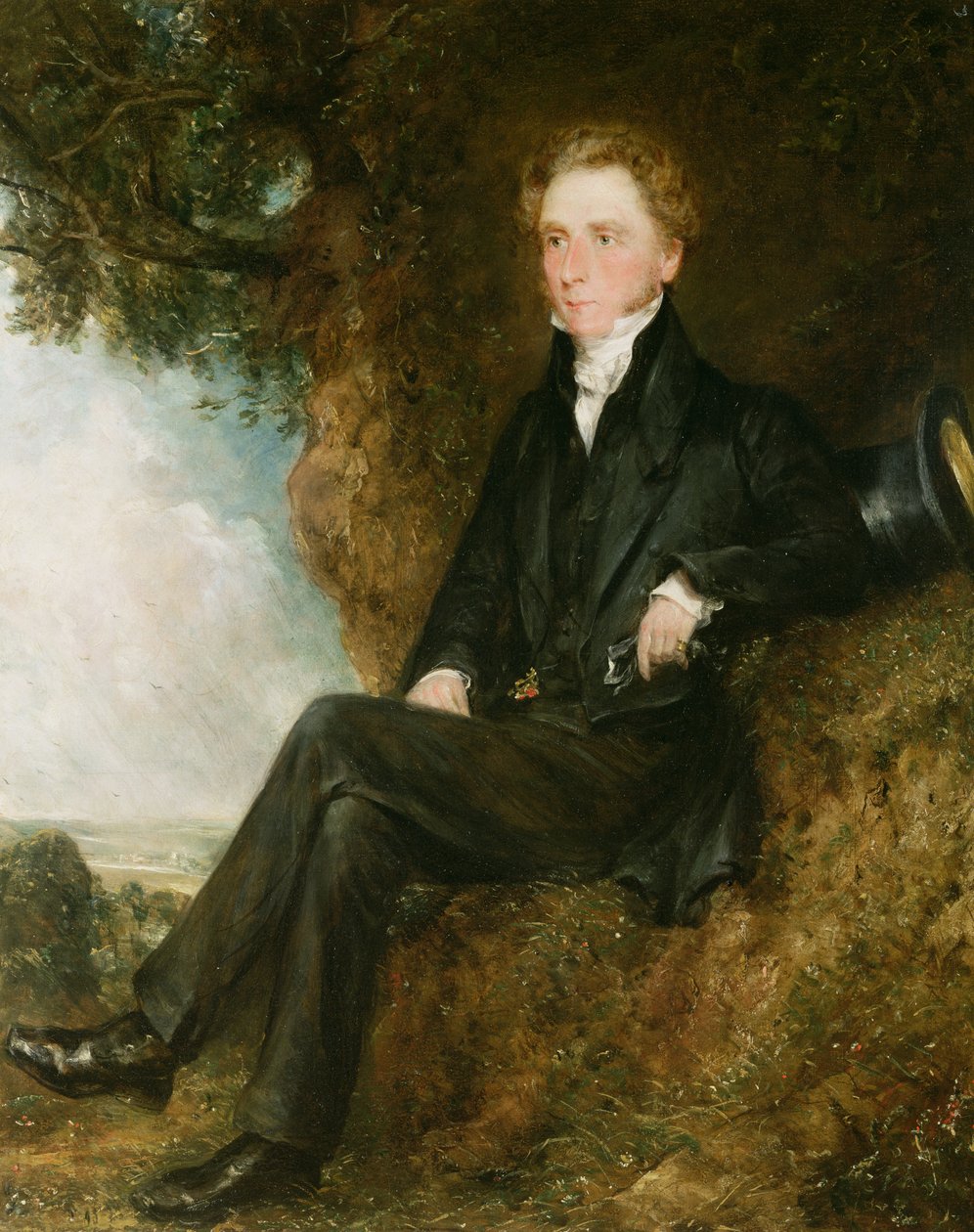 Thomas Simcox Lea博士的肖像，c.1828（对95339） 作者 约翰·康斯特勃