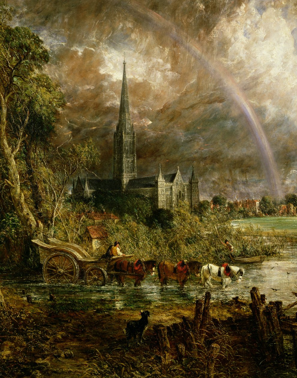 索尔兹伯里大教堂（Salisbury Cathedral）来自梅多斯（Meadows），1831年的细节1560 作者 约翰·康斯特勃