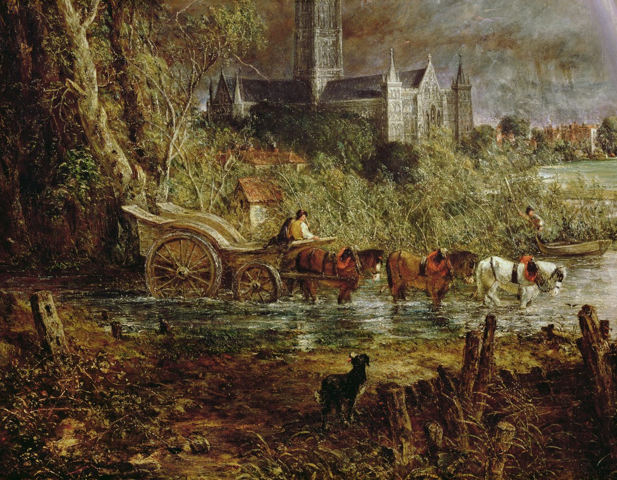 索尔兹伯里大教堂（Salisbury Cathedral）来自梅多斯（Meadows），1831年的细节1560 作者 约翰·康斯特勃