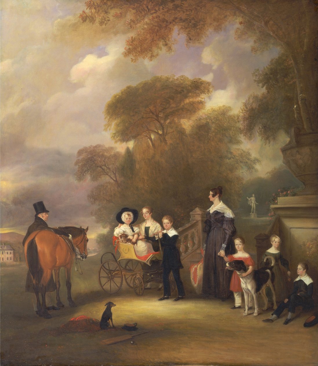 Rev.和Henry Palmer夫人和他们的六个小孩在Withcote Hall，Near Oakham，Leices ... 作者 约翰·费内利