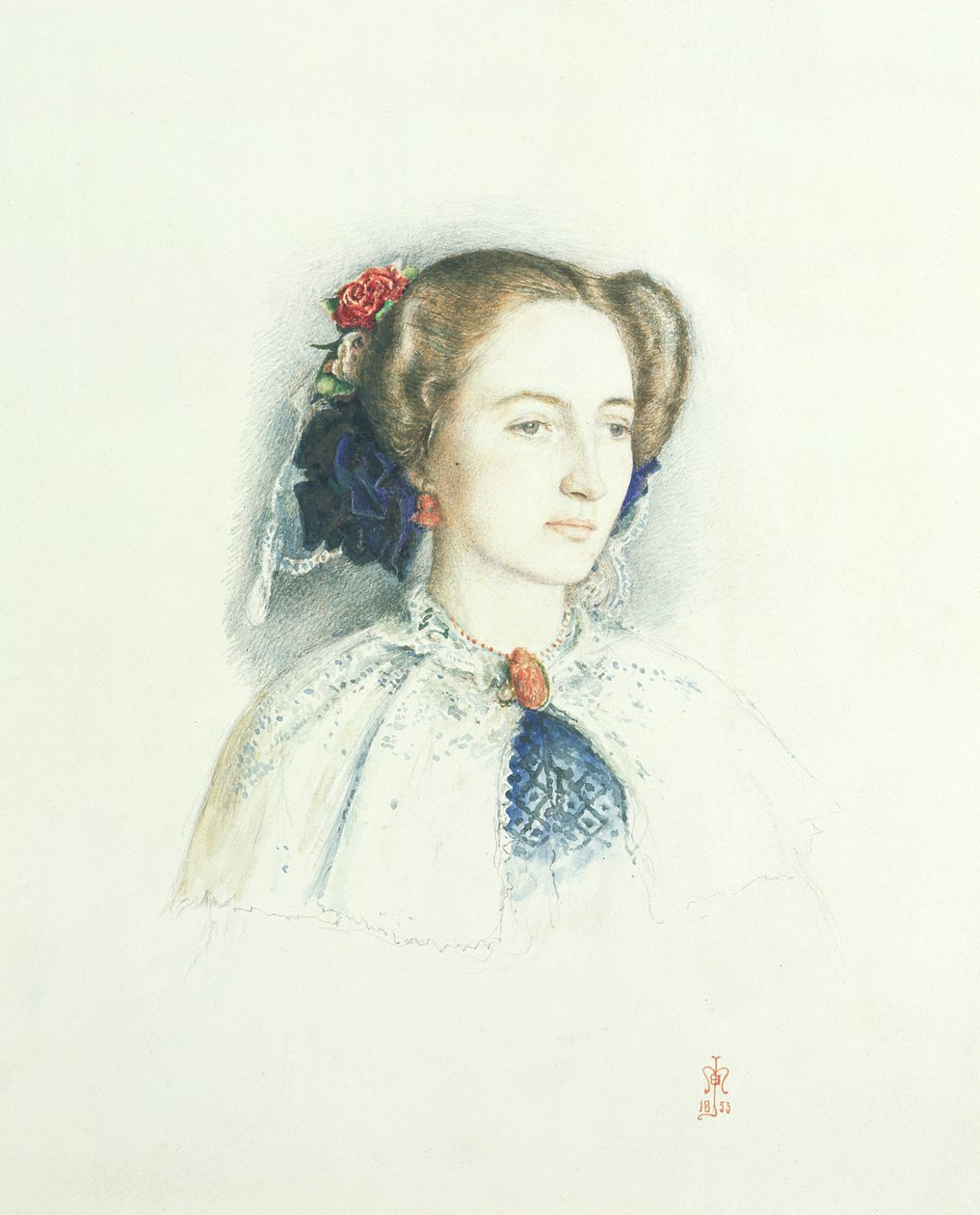 肖像艾菲拉斯金，后来的Lady Millais（nee Euphemia Chalmers Gray），1853年 作者 约翰·埃弗里特·米莱斯