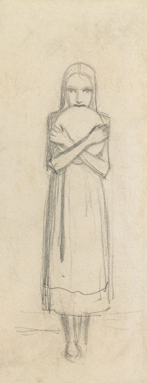 一个年轻女孩的素描，1863年 作者 约翰·埃弗里特·米莱斯