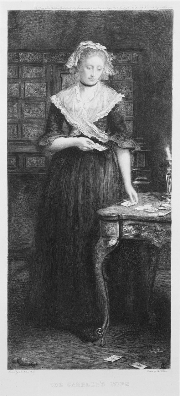 赌徒的妻子，由查尔斯A.沃尔特纳（1846-1925）酒吧刻。作者：Thomas Agnew und Sons，1879年 作者 约翰·埃弗里特·米莱斯