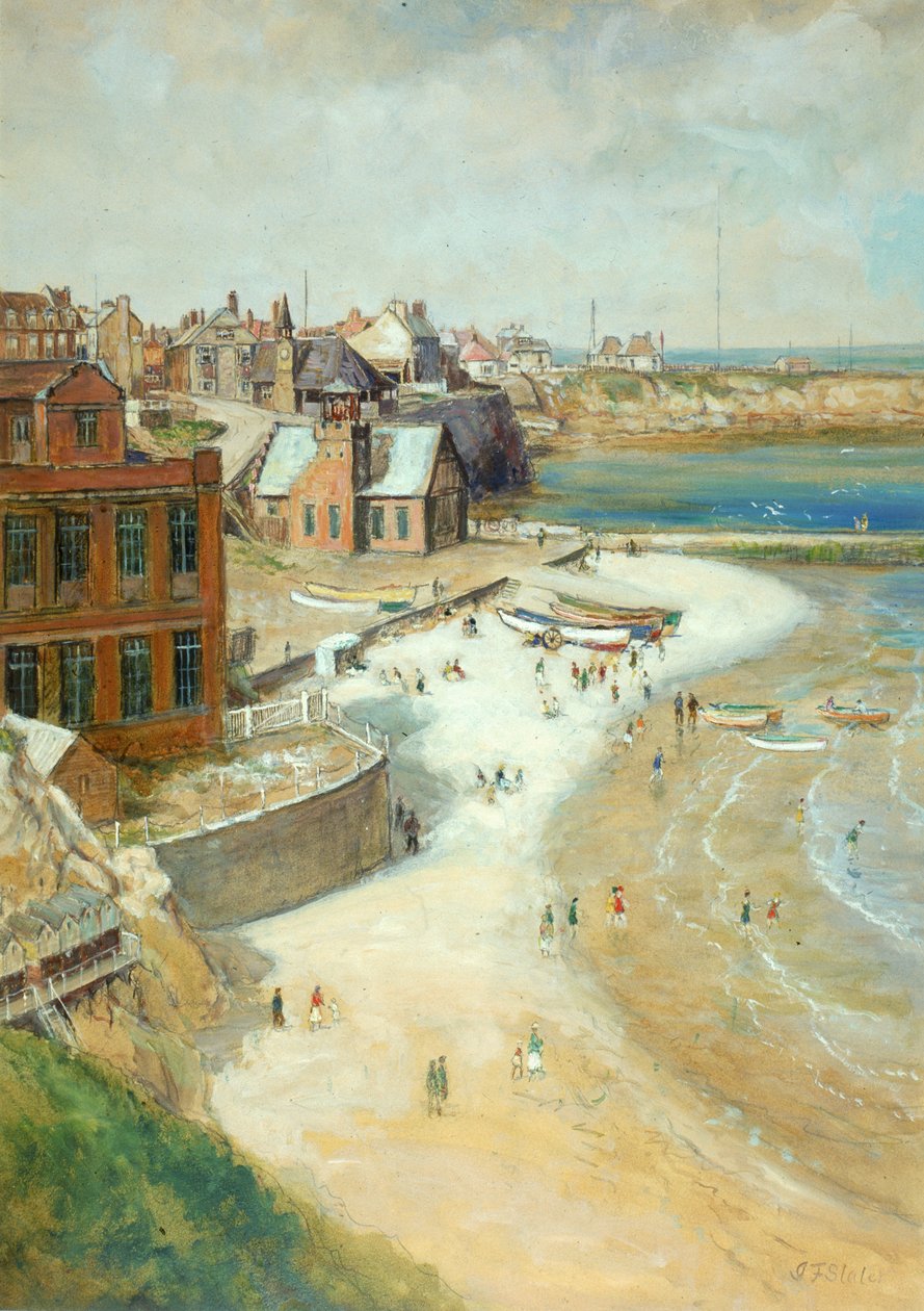 Cullercoats，诺森伯兰郡，1910年（石油，铅笔和卡片上的wc） 作者 约翰·法尔科纳尔·斯莱特