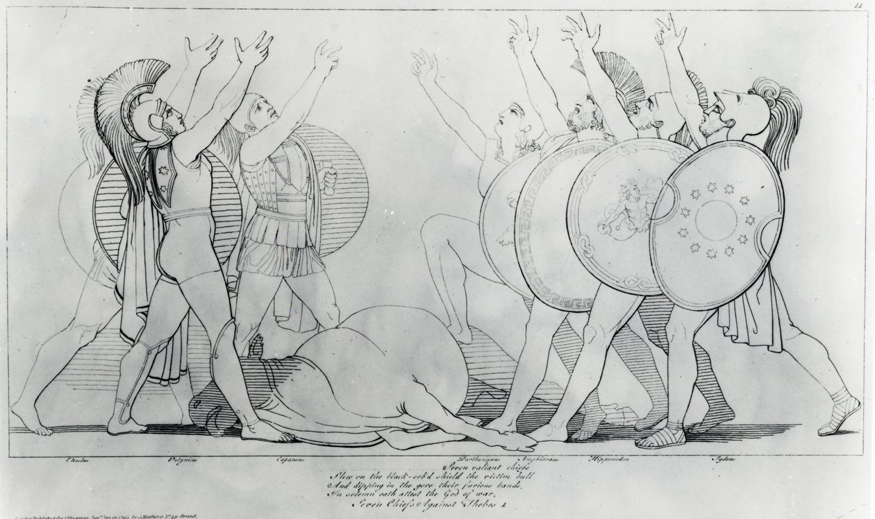 七世反对底比斯，1795年 作者 约翰·弗拉克斯曼