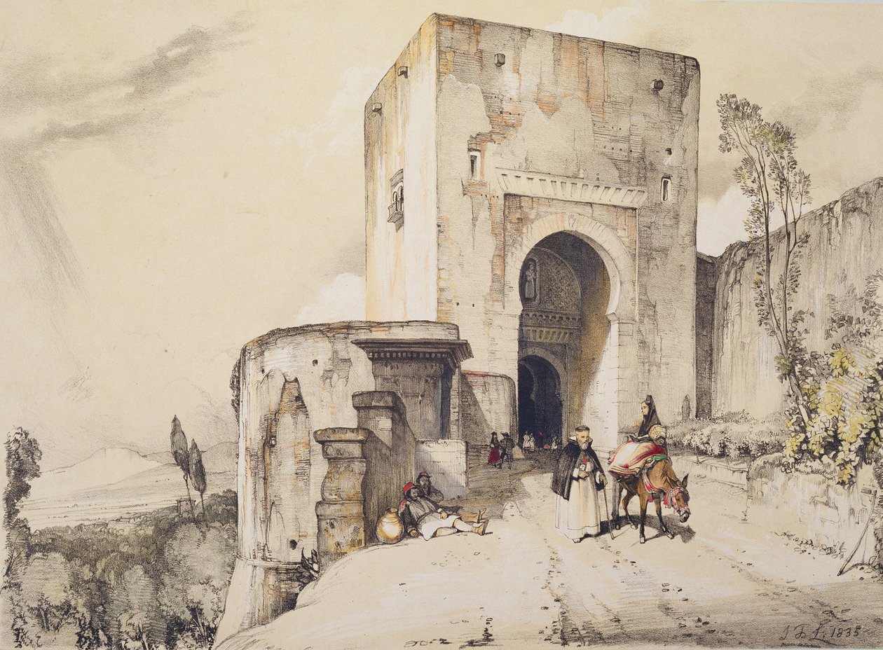 司法之门（Puerta de Justitia），来自&39;阿尔罕布拉宫的草图和绘画&39;，1835年 作者 约翰·弗雷德里克·刘易斯