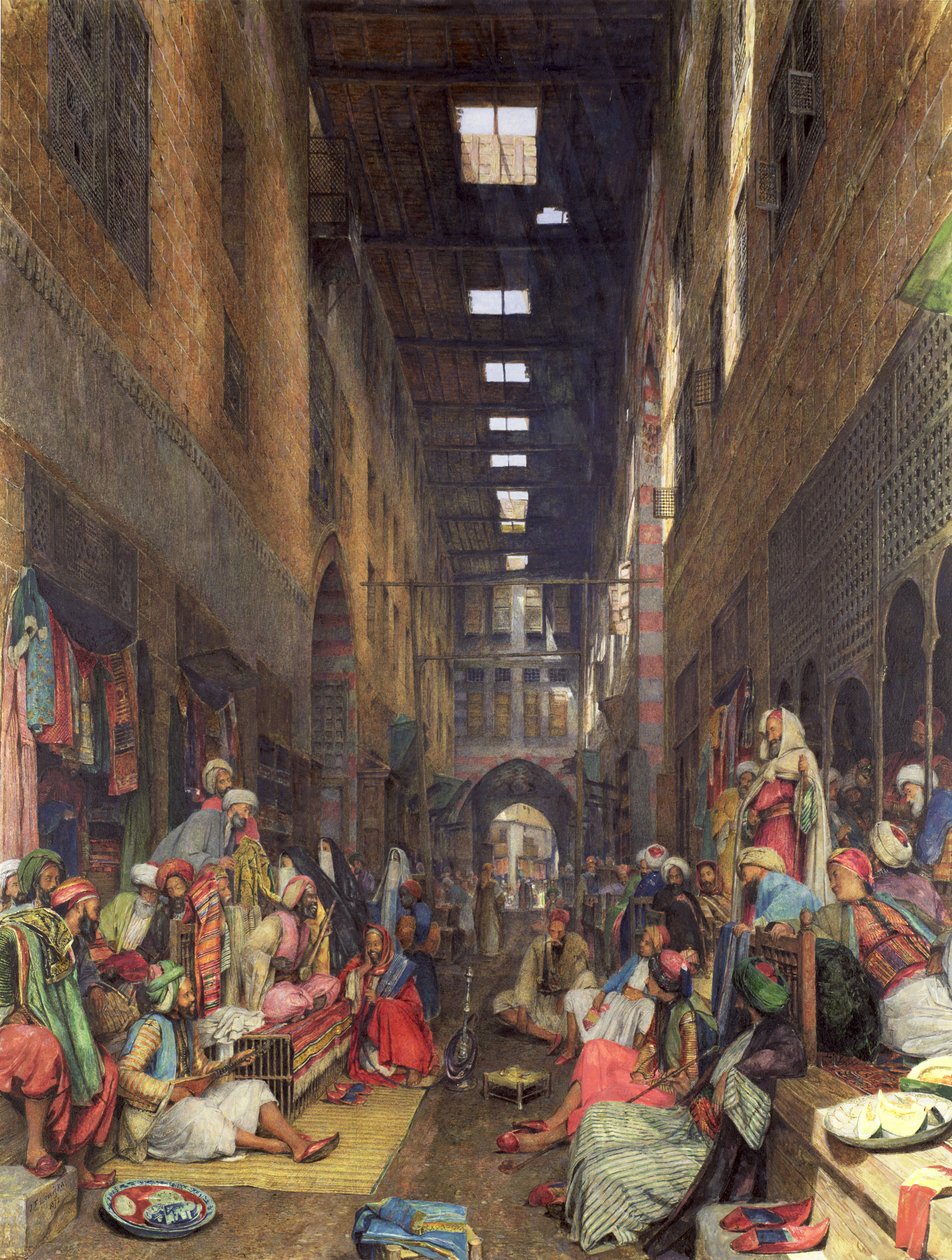 The Bazaar，开罗，1872年（纸本上的身体颜色） 作者 约翰·弗雷德里克·刘易斯