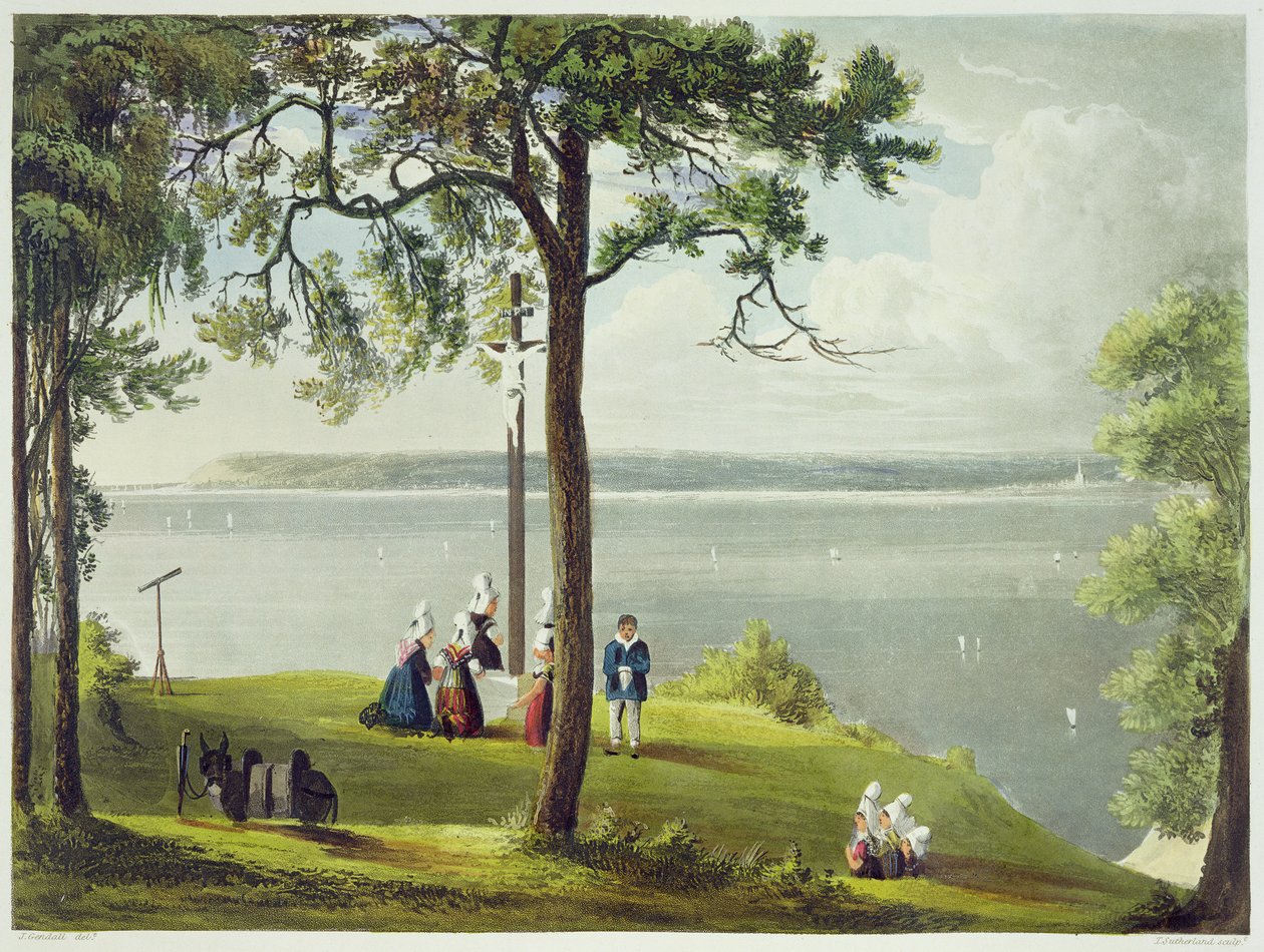 塞纳河口，来自“塞纳河上的景色”，由Daniell Havell（1785-1826）雕刻，由R. Ackermann（1764-1834）1821年出版 作者 约翰·根德尔