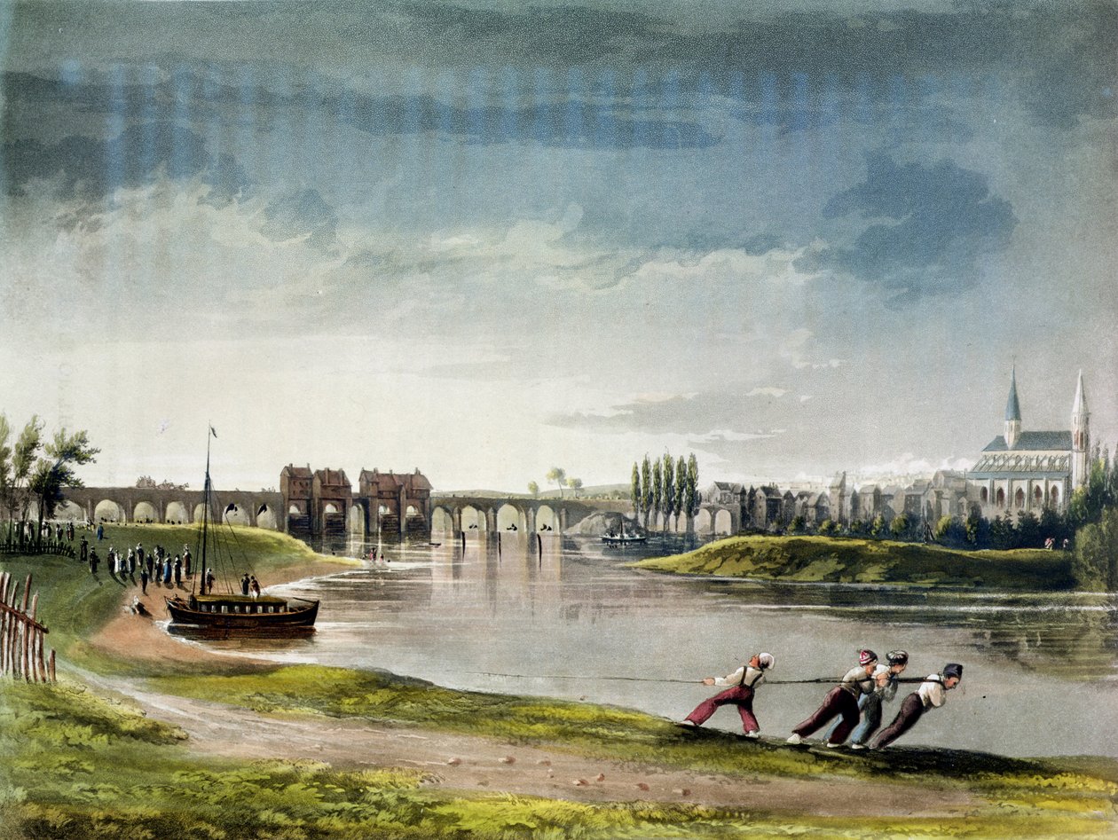 Poissy，来自“塞纳河上的观点”，由Thomas Autmann（1764-1834）1821年出版的Thomas Sutherland（b.1785） 作者 约翰·根德尔