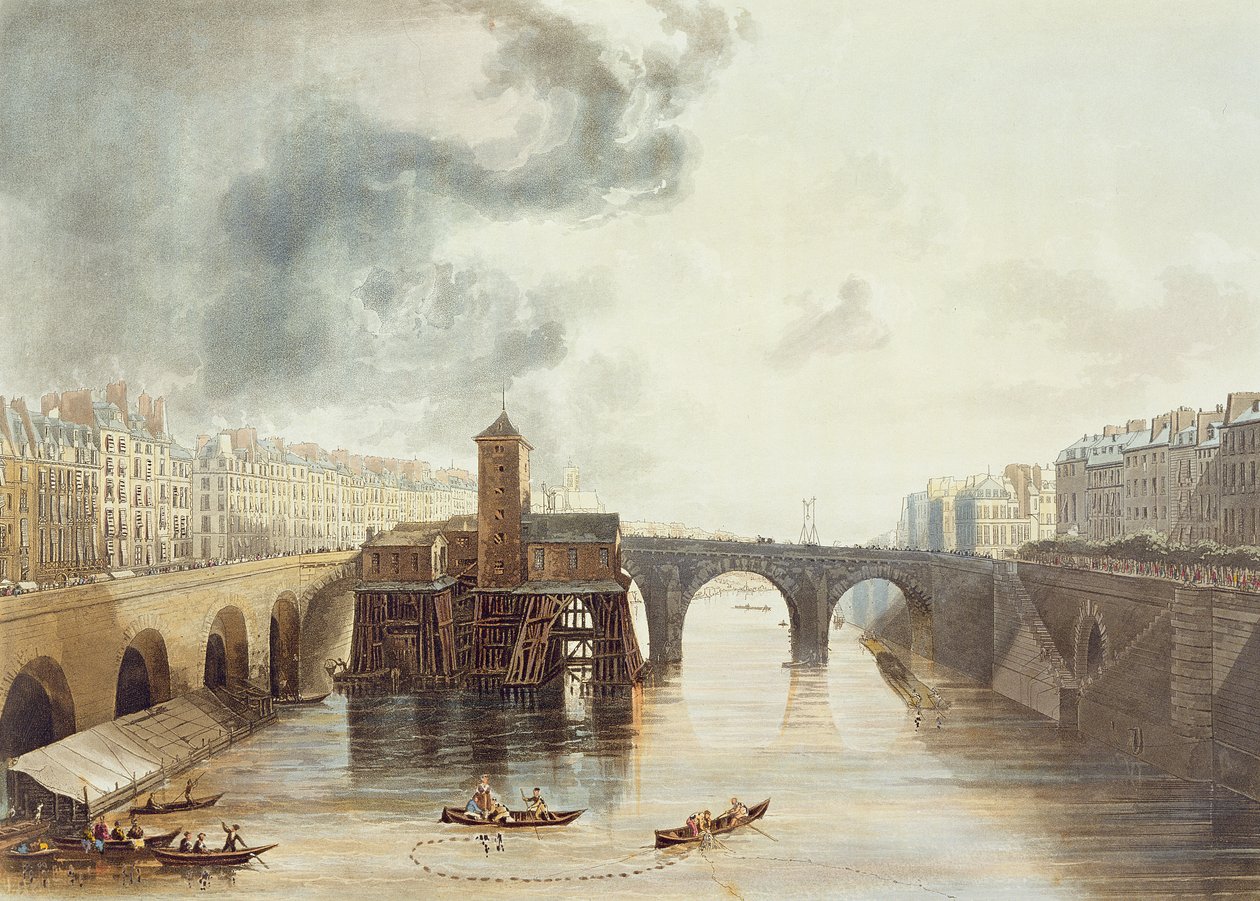 Pont Notre Dame，来自&39;塞纳河上的观点&39;，由Thomas Sutherland（b.1785）雕刻，由R. Ackermann（1764-1834）1821年出版 作者 约翰·根德尔