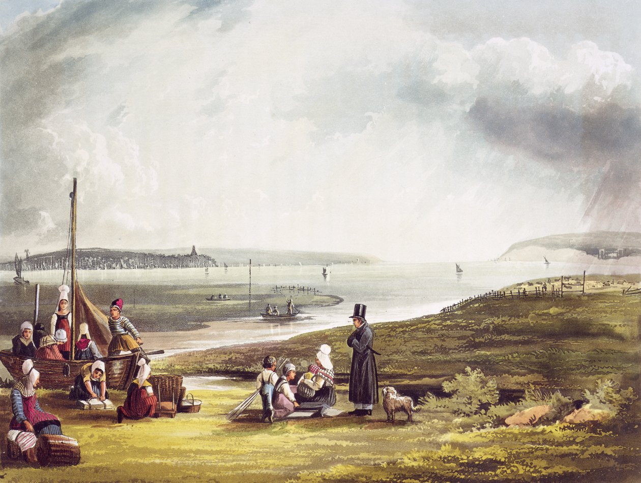 Quillebeuf，来自&39;塞纳河上的观点&39;，由Thomas Sutherland（1785）雕刻，由R. Ackermann（1764-1834）1821年出版 作者 约翰·根德尔