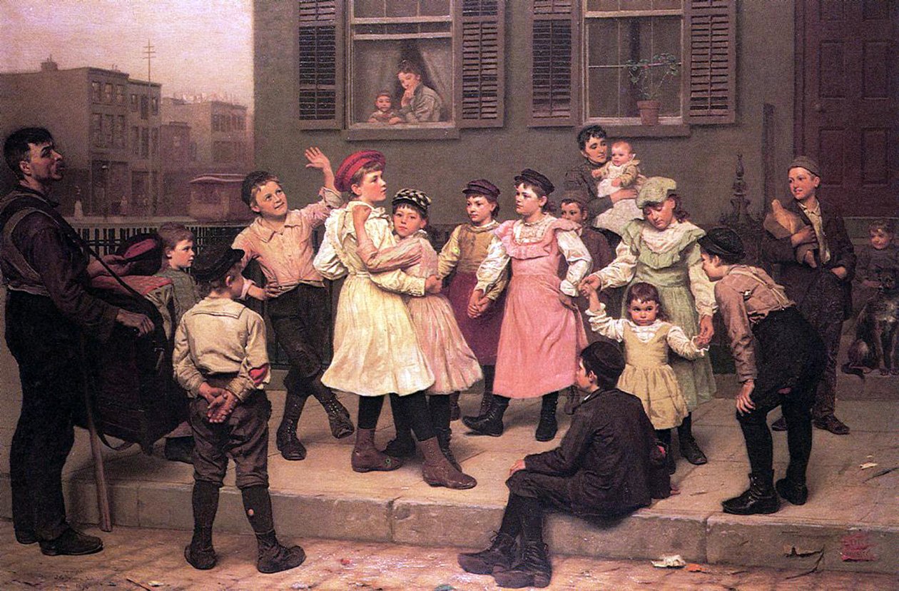 孩子们在街上跳舞，1894年 作者 约翰·乔治·布朗