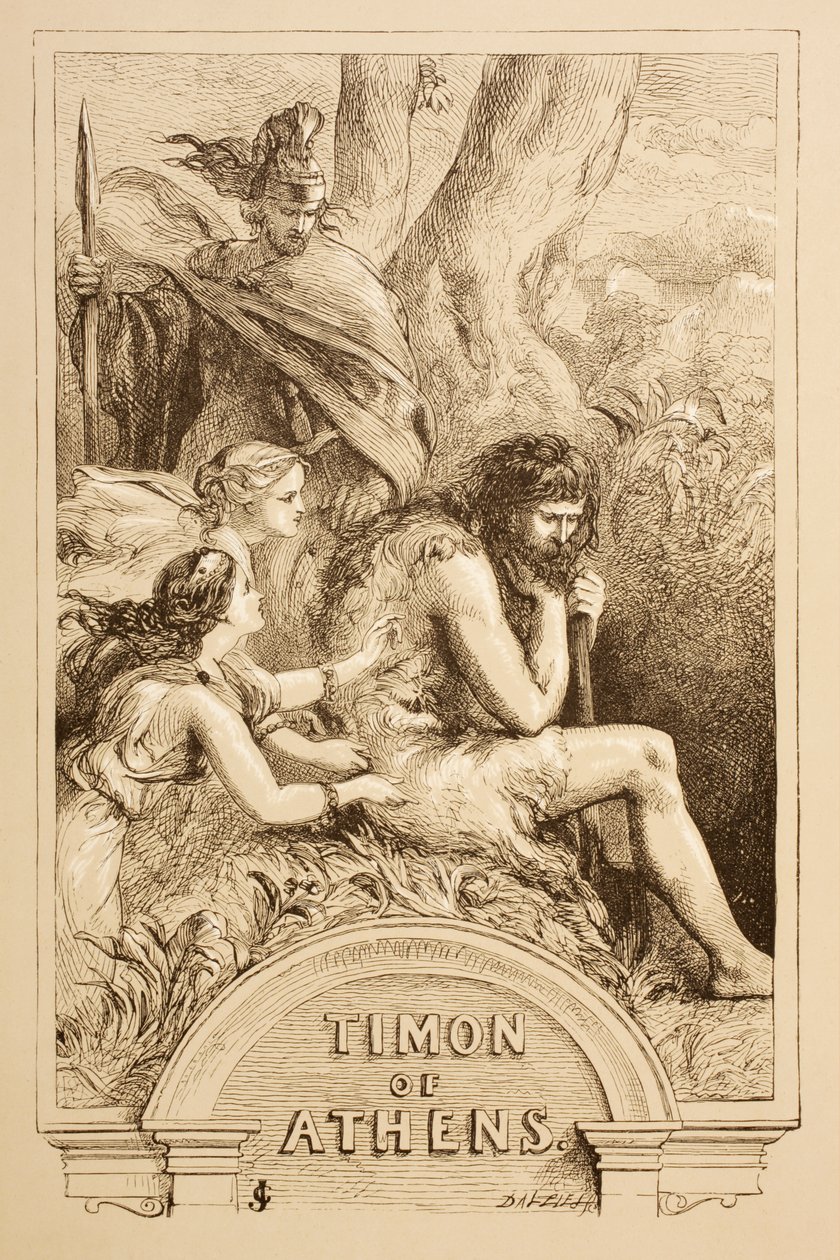 雅典Timon的插图，来自&39;The Illustrated Library Shakespeare&39;，于1890年在伦敦出版 作者 约翰·吉尔伯特