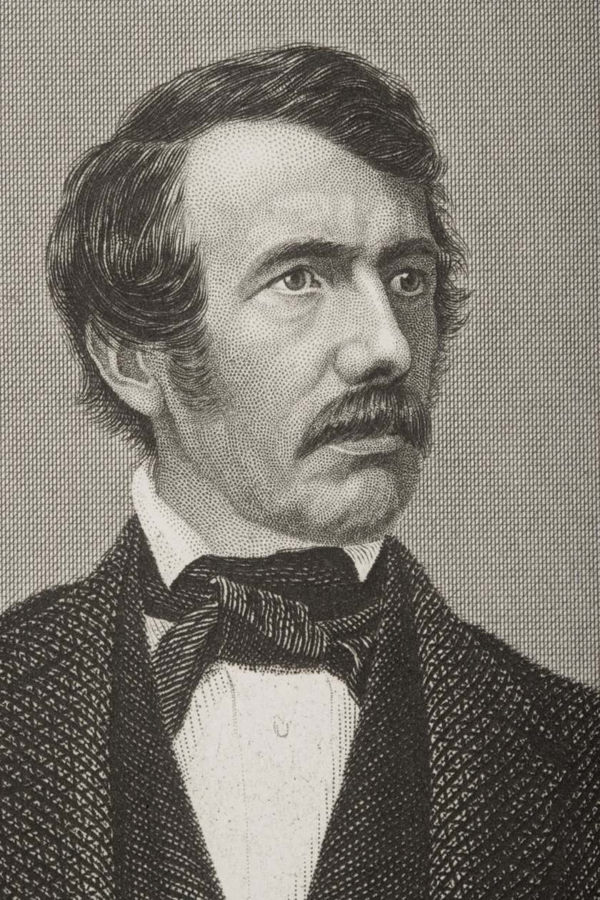 大卫·利文斯通（David Livingstone，1813-73）由DJ Pound在1860年伦敦出版的“知名人物绘画室，第2卷”中拍摄的照片（雕刻）（详情为266635） 作者 约翰·贾比斯（John Jabez）Edwin Paisley Mayall