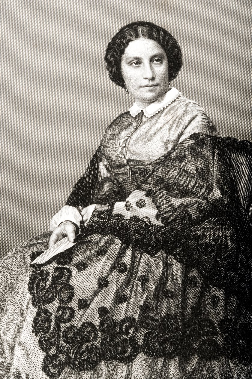 Caroline Marie Felix Miolan-Carvalho夫人（c.1827-95）由DJ Pound拍摄，来自1860年伦敦出版的“知名人物绘画室第2卷”的照片 作者 约翰·贾比斯（John Jabez）Edwin Paisley Mayall