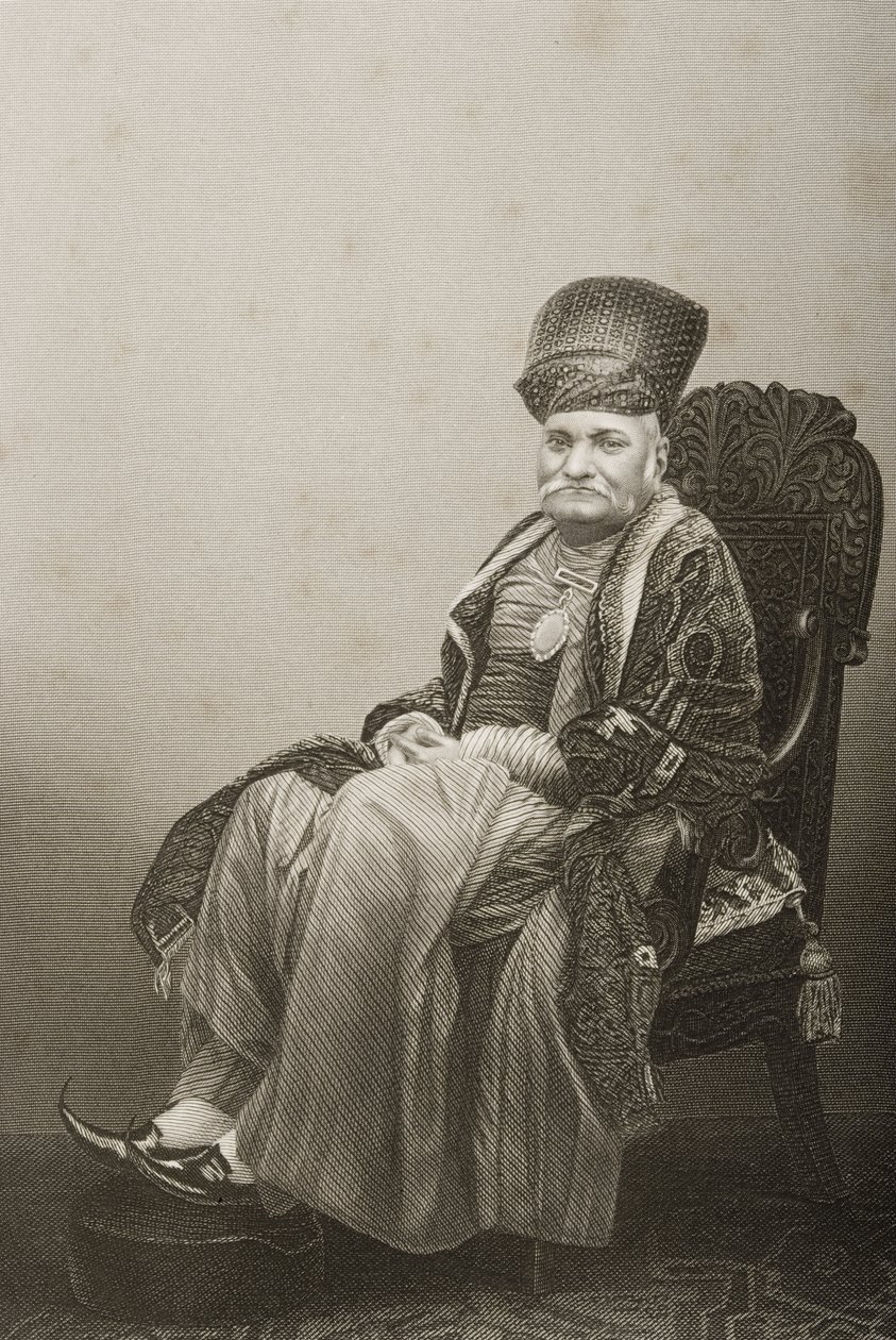 Jamsetjee Jeejeebhoy先生（1783-1859）由DJ Pound在1860年伦敦出版的“知名人物绘画室”第2卷中的照片上刻下 作者 约翰·贾比斯（John Jabez）Edwin Paisley Mayall
