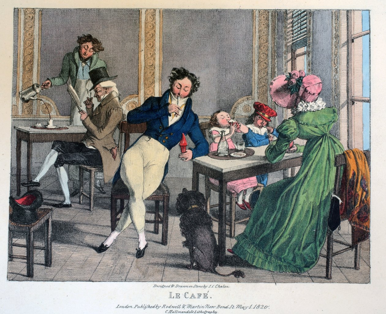 Le Cafe，酒吧。罗德威尔和马丁，1820年 作者 约翰·詹姆斯·沙隆