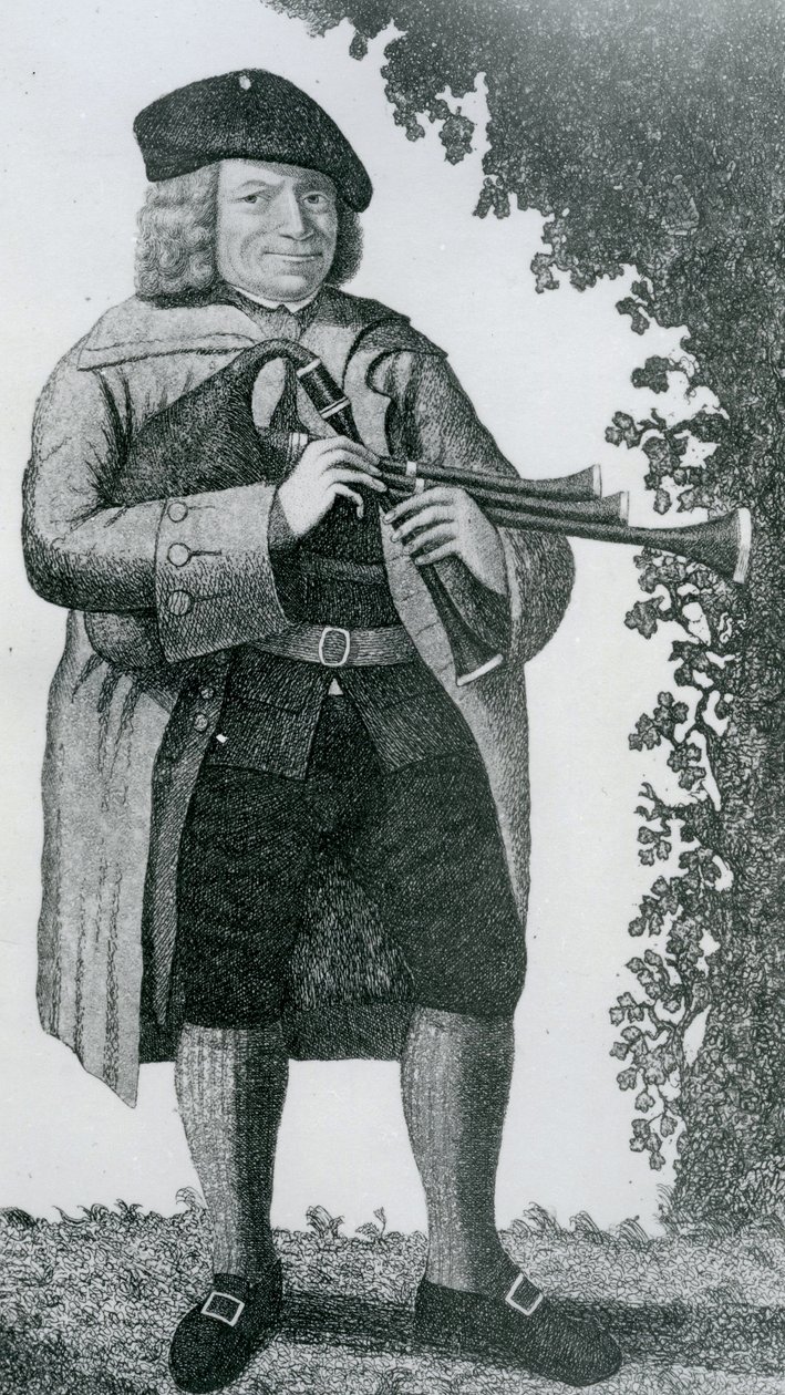 &39;Old Geordie Sime，他那个时代的着名吹笛者&39;，1789年 作者 约翰·凯