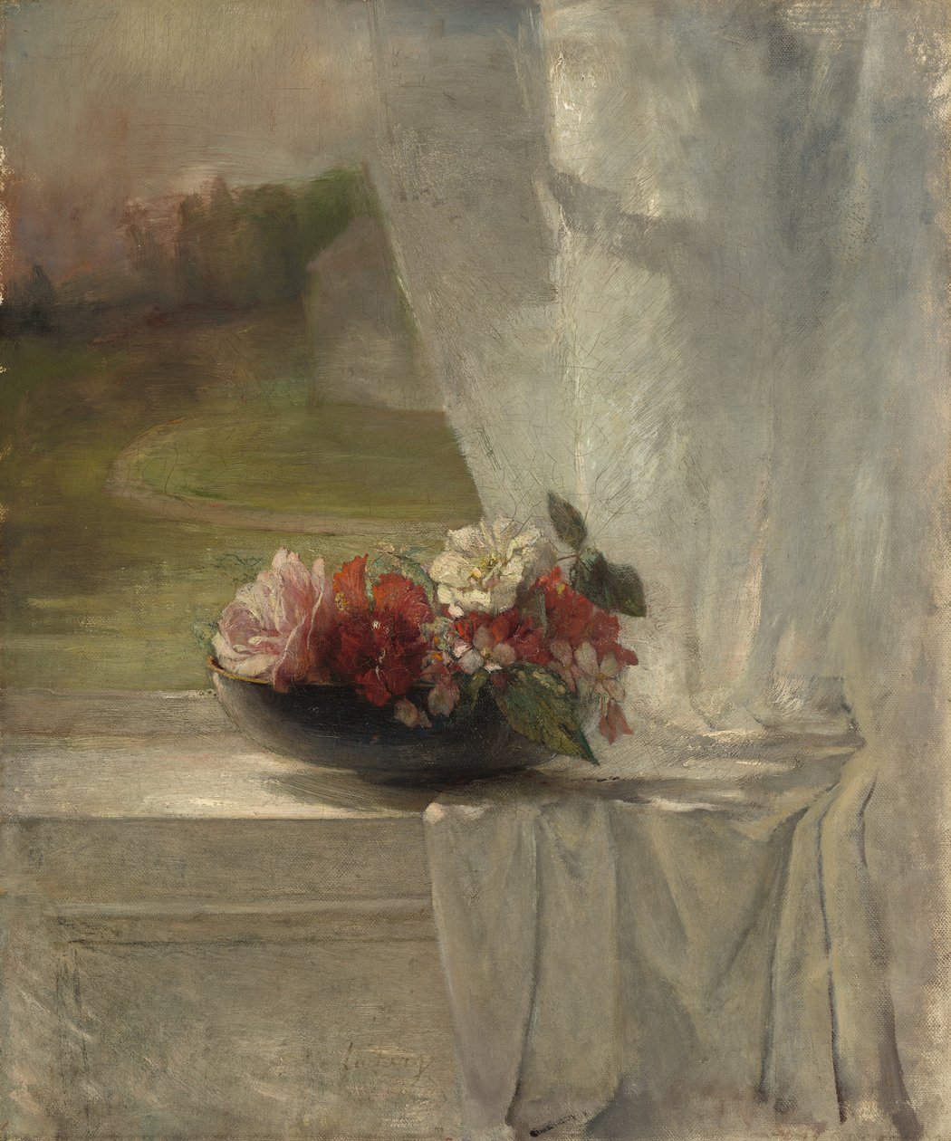 在窗口壁架上的花，c.1861 作者 John La Farge或Lafarge