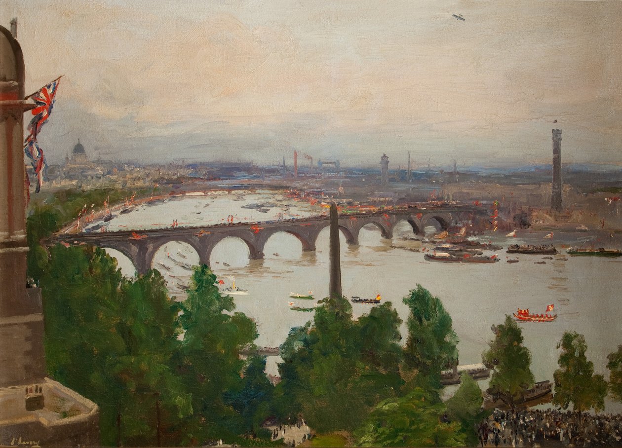 The River Pageant，1919年8月4日，1919年8月4日，伦敦Adelphi Terrace的詹姆斯巴里斯爵士的家中所见 作者 约翰·拉维里