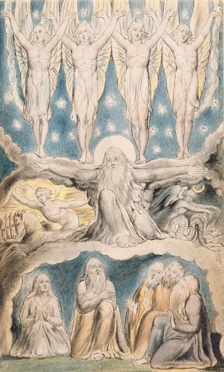创作，第14页，来自威廉布莱克（1757-1827）c.1823之后的“工作书的插图”（笔和墨水在纸上洗） 作者 约翰·林内尔
