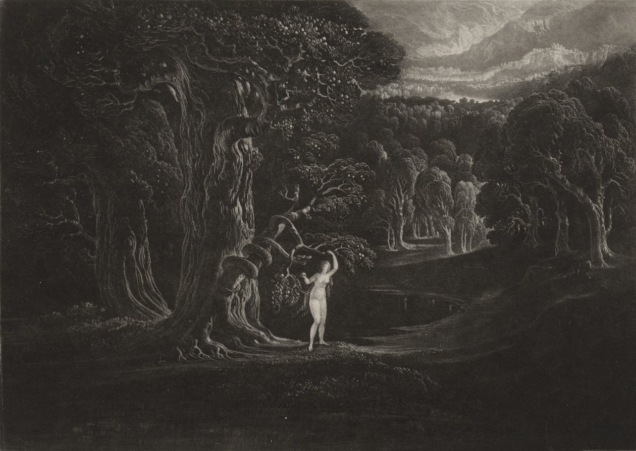 撒旦诱惑夏娃，c.1827（mezzotint） 作者 约翰·马丁