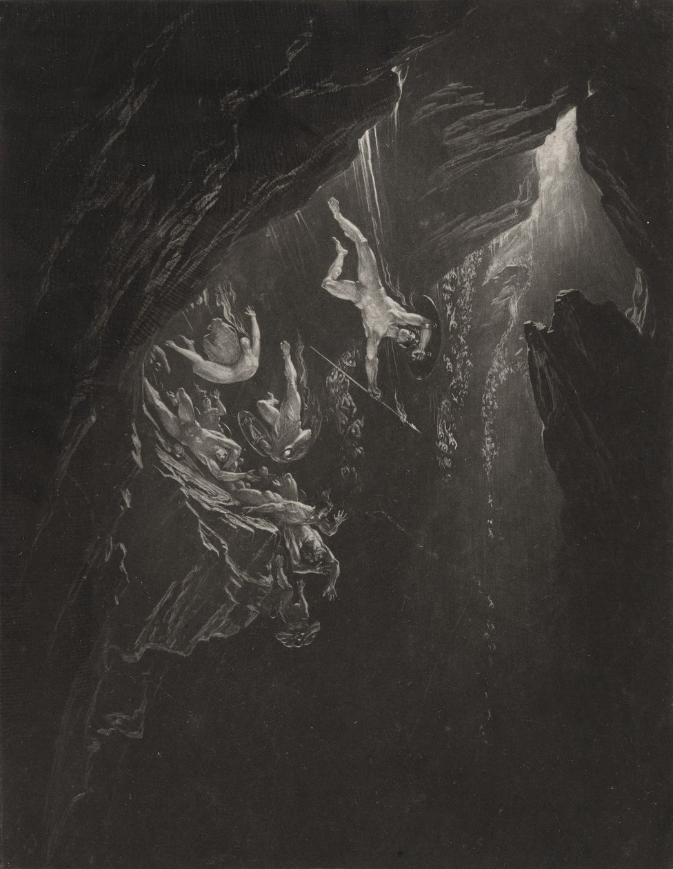反叛天使的堕落，c.1827（mezzotint） 作者 约翰·马丁