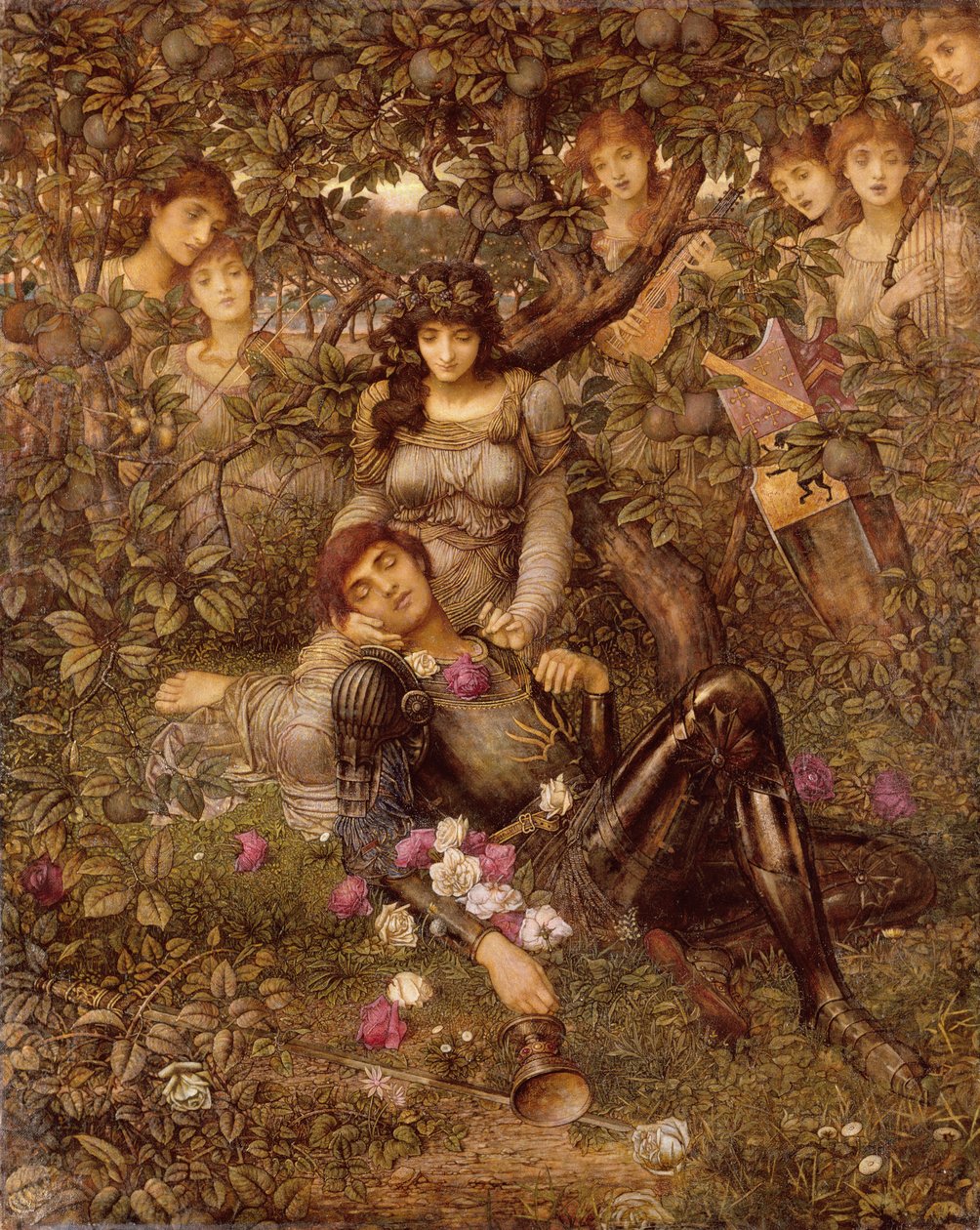Acrasia，c.1888（画布上的油画和金色油漆） 作者 约翰·梅尔休斯·斯特鲁德威克