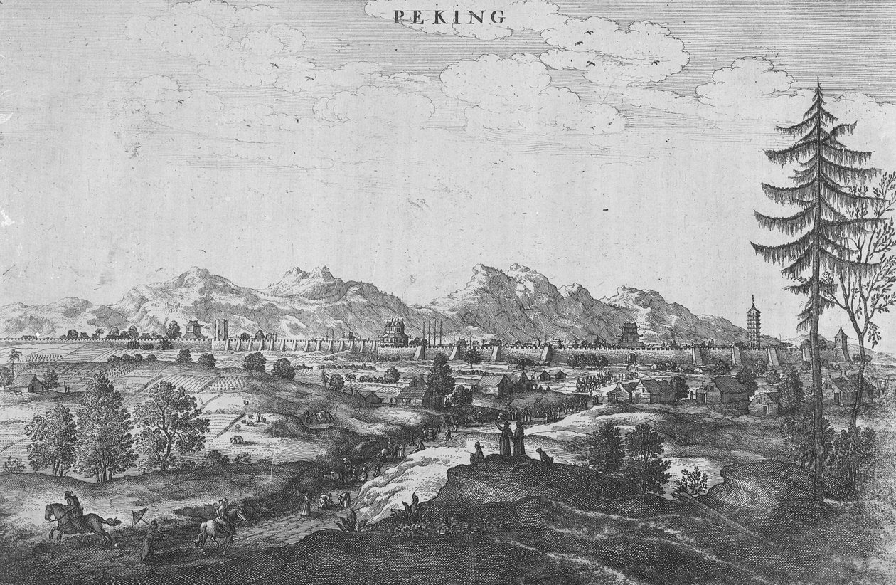 北京是Jan Nieuhof的“中国大使馆”的插图，于1665年出版 作者 约翰·奥吉尔比