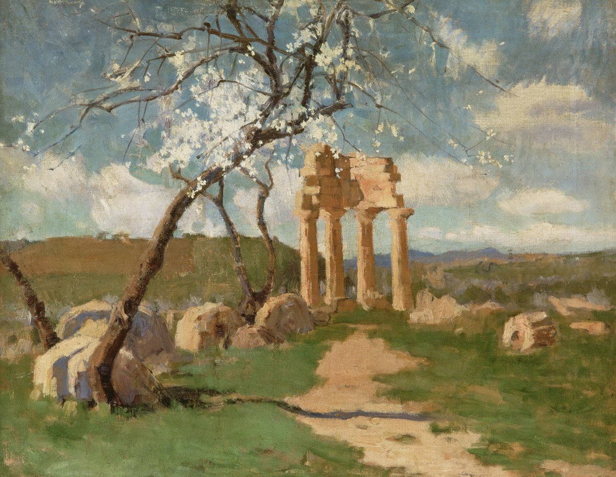 杏仁树和废墟，西西里岛，c.1887 作者 约翰·罗素