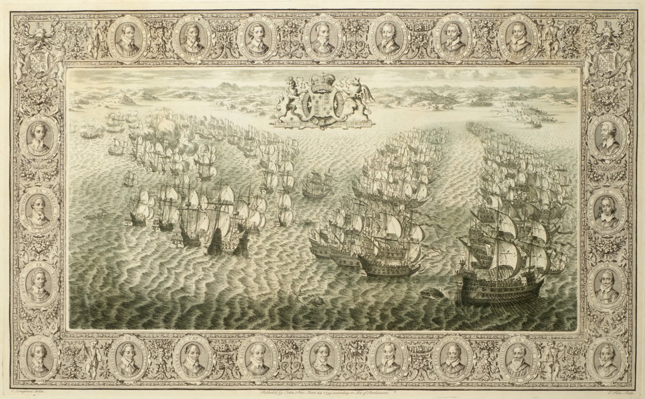 Armada（从挂毯上雕刻），1739年 作者 约翰·派恩