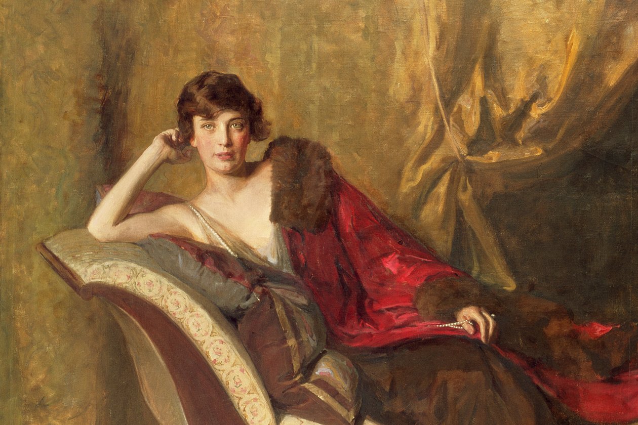 伯爵夫人Michael Karolyi斜倚在沙发上，1918年的细节是137824 作者 约翰·昆西·亚当斯