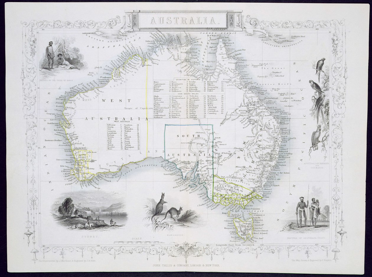 澳大利亚，由John Tallis und Co.出版的一系列世界地图，伦敦和纽约，1850年代 作者 约翰·拉普金