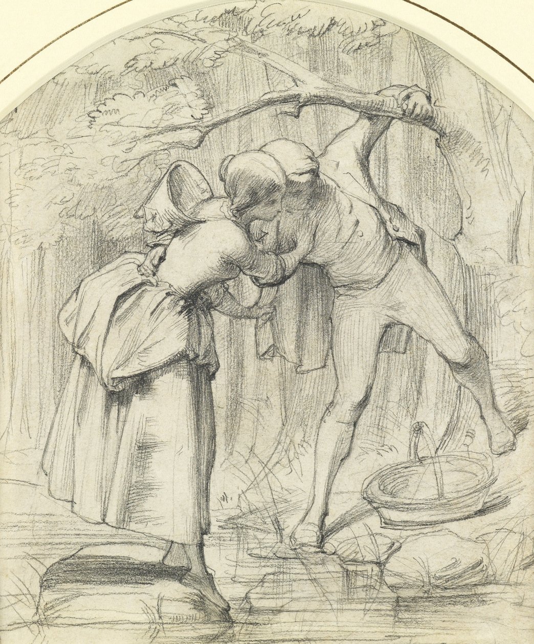 The Crossing，c.1860铅笔在纸上 作者 约翰·理查德·克莱顿
